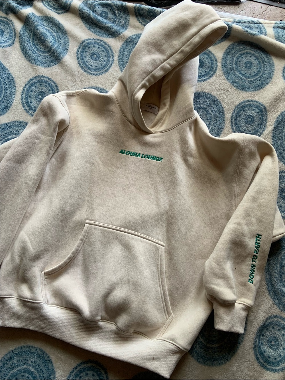 Aloura Lounge Cream Hoodie with 555 back decal
